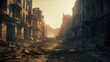Desolate City Street After Apocalyptic Destruction Generative AI