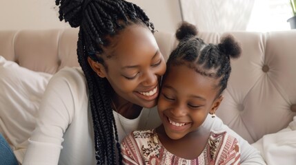 Canvas Print - A Mother and Daughter Embracing