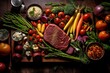 Lavish Culinary Masterpiece: Savory Meat and Vibrant Veggies Generative AI