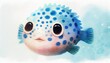 Whimsical Watercolor Pufferfish Generative AI
