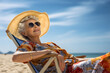 Senior relaxation on a sunny beach: Tranquil moments and serene seascapes