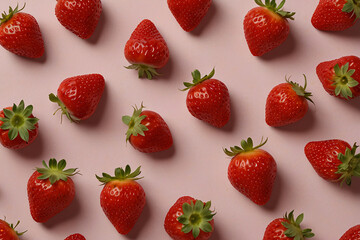 Wall Mural - strawberry fruit on pink background