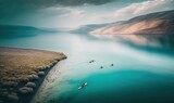 Fototapeta Tulipany - Serene Kayaking Adventure on the Sea of Galilee Generative AI