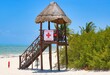 Life guard station with Red Cross symbol