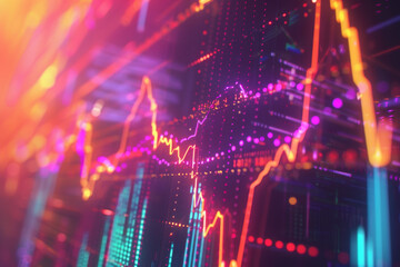 Poster - A colorful graph with many lines and dots. The graph is showing a downward trend. The colors are bright and vibrant, but the overall mood is negative