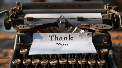 Poster - Vintage Typewriter with Thank You Note