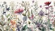 Vibrant Floral Watercolor Pattern Generative AI