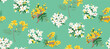 Cute feminine   seamless pattern with wildflowers.