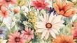 Vibrant Floral Illustration of Summer Meadow Generative AI