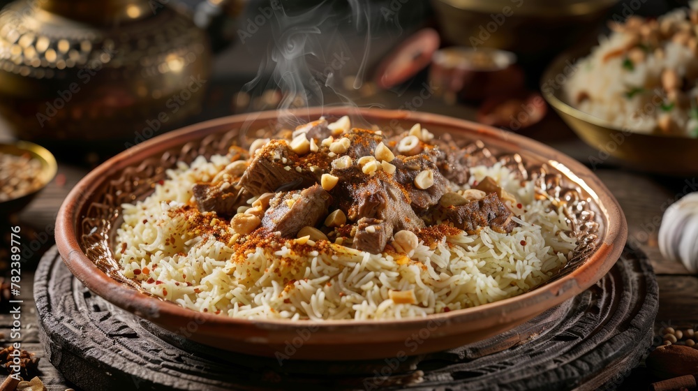 The national cuisine of Jordan, the national dish Mansaf is a mound of ...