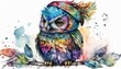 Boho Owl with Feather Headdress Generative AI