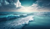 Fototapeta Tulipany - Serene Oceanscape with Ethereal Cloudscape Generative AI