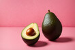 avocado fruit on pink background