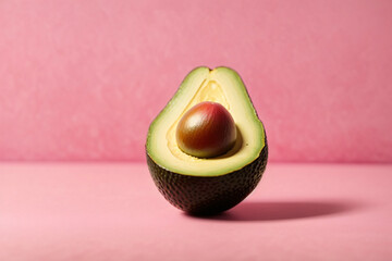 Wall Mural - avocado fruit on pink background