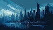 Vibrant Blue Urban Cityscape Generative AI