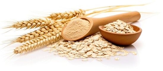 Aufkleber - Wooden spoon with oats and oat scoop