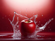 red apple fresh fruit splashing in water creative food