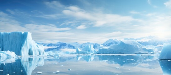 Poster - Icebergs Float Lake Blue Sky