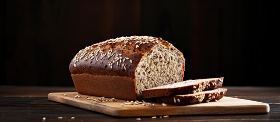 Poster - Close-up of wholegrain bread on wooden board