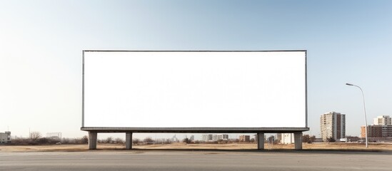 Poster - Empty urban billboard with city backdrop