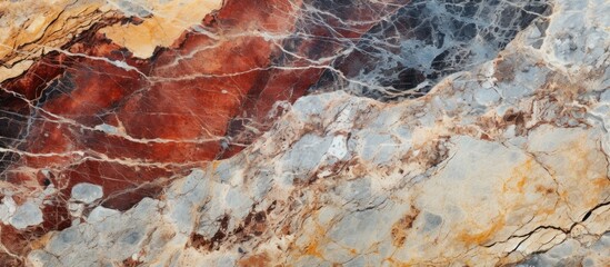 Marble slab with intricate blue and red pattern