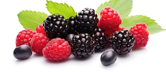 Fototapete - Fresh blackberries and raspberries close-up