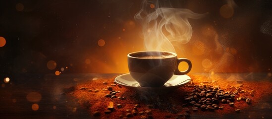 Poster - A steaming cup of joe on a table
