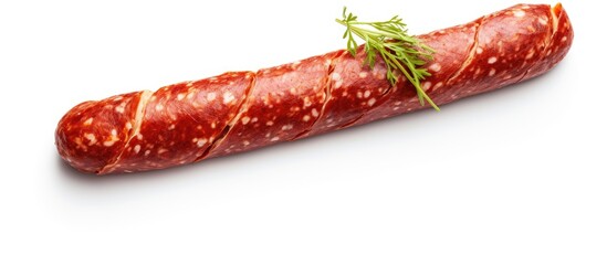 Aufkleber - Sausage topped with dill beside white background