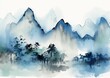 Meticulously Detailed Ornithological Painting of Chinese Mountains Generative AI