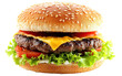 © Uday - Big tasty cheeseburger with dark on white background,png