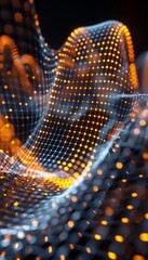 Poster - Data flow  network connection stream with particle wave symbolizing information technology