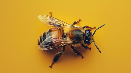 Wall Mural - a bee on a yellow background