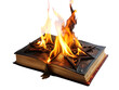 burning book of magic spells and witchcraft.