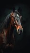 Photorealistic Equine Portrait on Dark Background Generative AI