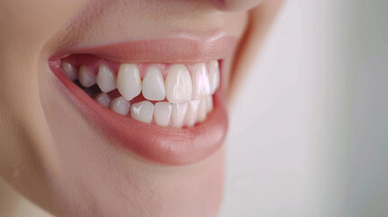 Woman teeth close up, isolated on white background