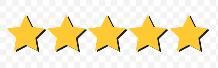 Wall Mural - Five stars icon Vector. Star icon collection. Blank star vector icons set with shadow. Black line stars mock up isolated on transparent background. Vector design element. 123