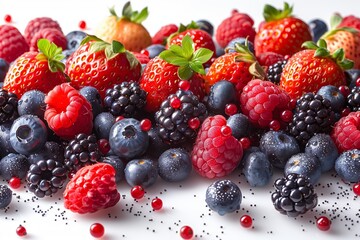 Wall Mural - Various types of berries, a natural food ingredient, are on the table