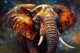 Fototapeta Krajobraz - Vibrant Oil Painting of an Elephant in Contemporary Style Generative AI