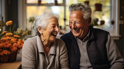 Wall Mural - man and woman enjoying video conversation via laptop with family