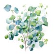 Watercolor Floral Eucalyptus Foliage Fashion Background Generative AI