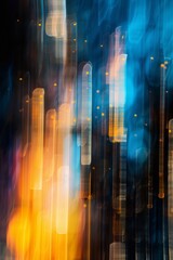 Poster - Abstract Blue and Orange Bokeh Light Trails