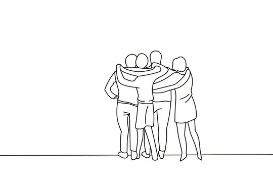 line drawing of business people hugging each other Generative AI