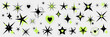 Y2k star icon set.Cute magic shiny element. starburst and retro futuristic graphic ornaments for decoration. Vector illustration