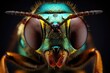 Closeup of an insects symmetrical face on a black background