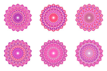 Poster - Colorful round geometrical triangle mosaic mandala logo set - polygonal circular abstract vector designs with triangles