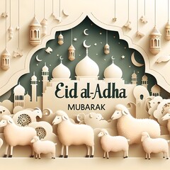 Wall Mural - Eid al-Adha banner on social media 