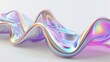 Holograph color texture with foil effect on a white background, Colorful wavy glossy surfaces with iridescent reflections.