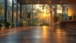 Serene sunrise through modern home interior