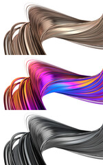 Poster - set of abstract colorful twisted shapes, 3d render