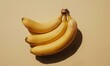 Three ripe bananas are sitting on a beige surface. AI.